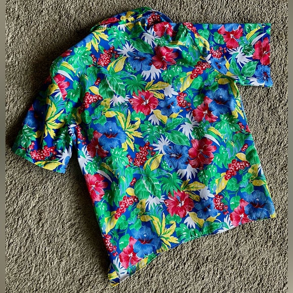 Tropical Hawaiian Short Sleeve Button Up Shirt Handmade Lightweight - Picture 2 of 6